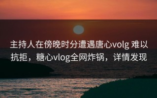 主持人在傍晚时分遭遇唐心volg 难以抗拒，糖心vlog全网炸锅，详情发现
