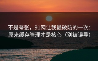 不是夸张，91网让我最破防的一次：原来缓存管理才是核心（别被误导）