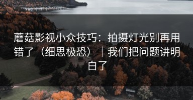 蘑菇影视小众技巧：拍摄灯光别再用错了（细思极恐）｜我们把问题讲明白了