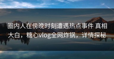 圈内人在傍晚时刻遭遇热点事件 真相大白，糖心vlog全网炸锅，详情探秘