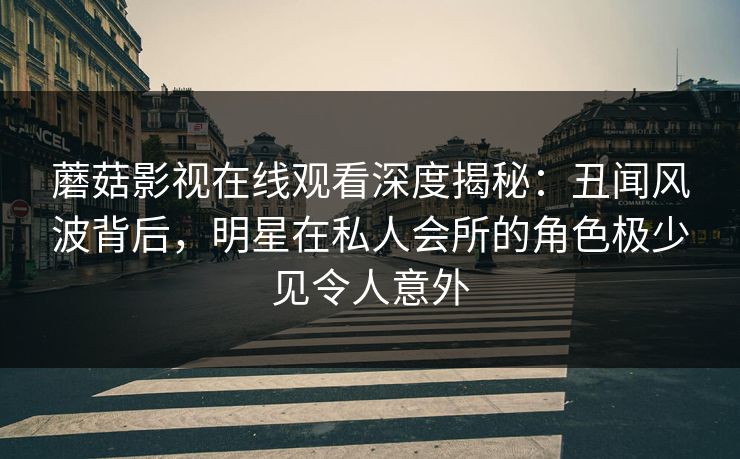 蘑菇影视在线观看深度揭秘：丑闻风波背后，明星在私人会所的角色极少见令人意外