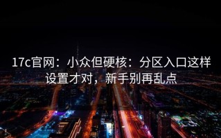 17c官网：小众但硬核：分区入口这样设置才对，新手别再乱点