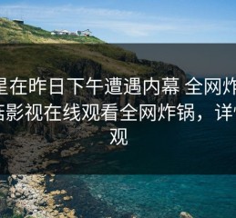 明星在昨日下午遭遇内幕 全网炸裂，蘑菇影视在线观看全网炸锅，详情围观