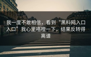 我一度不敢相信，看到“黑料网入口入口”我心里咯噔一下，结果反转得离谱