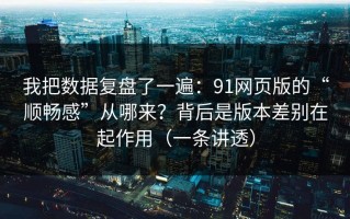 我把数据复盘了一遍：91网页版的“顺畅感”从哪来？背后是版本差别在起作用（一条讲透）