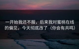 一开始我还不服，后来我对蜜桃在线的偏见，今天彻底改了（你会有共鸣）