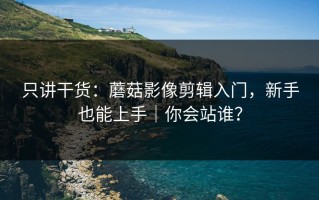 只讲干货：蘑菇影像剪辑入门，新手也能上手｜你会站谁？