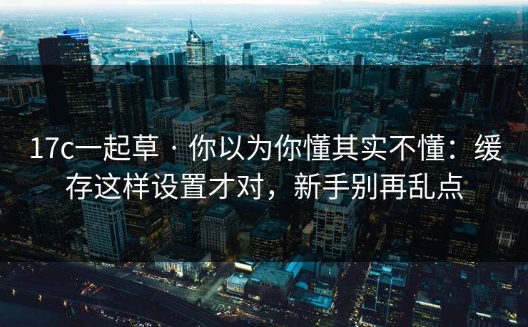 17c一起草 · 你以为你懂其实不懂:缓存这样设置才对,新手别再乱点 17c一起草 · 你以为你懂其实不懂:缓存这样设置才对,新手别再乱点