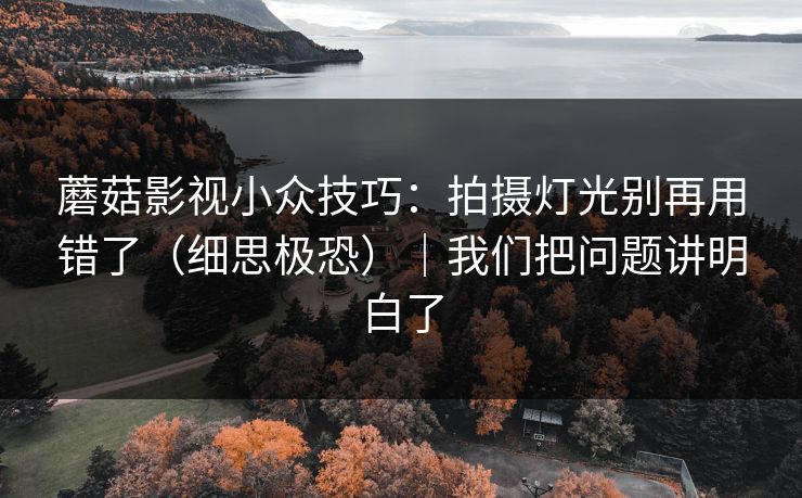 蘑菇影视小众技巧:拍摄灯光别再用错了(细思极恐)|我们把问题讲明白了 蘑菇影视小众技巧:拍摄灯光别再用错了(细思极恐)|我们把问题讲明白了